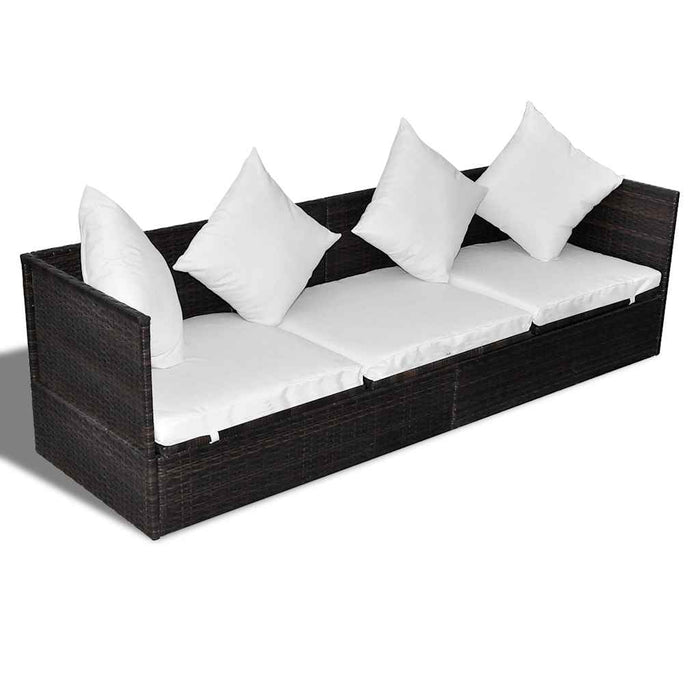 vidaXL Lettino da sole Marrone 200 x 60 x 58 cm polyrattan