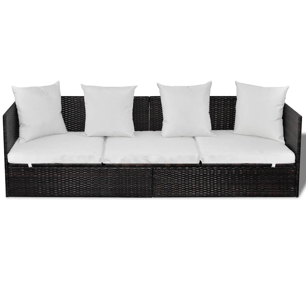 vidaXL Lettino da sole Marrone 200 x 60 x 58 cm polyrattan