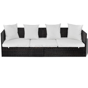 vidaXL Lettino da sole Marrone 200 x 60 x 58 cm polyrattan