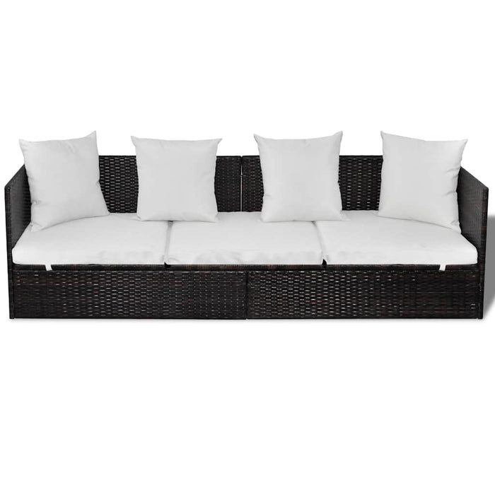 vidaXL Lettino da sole Marrone 200 x 60 x 58 cm polyrattan