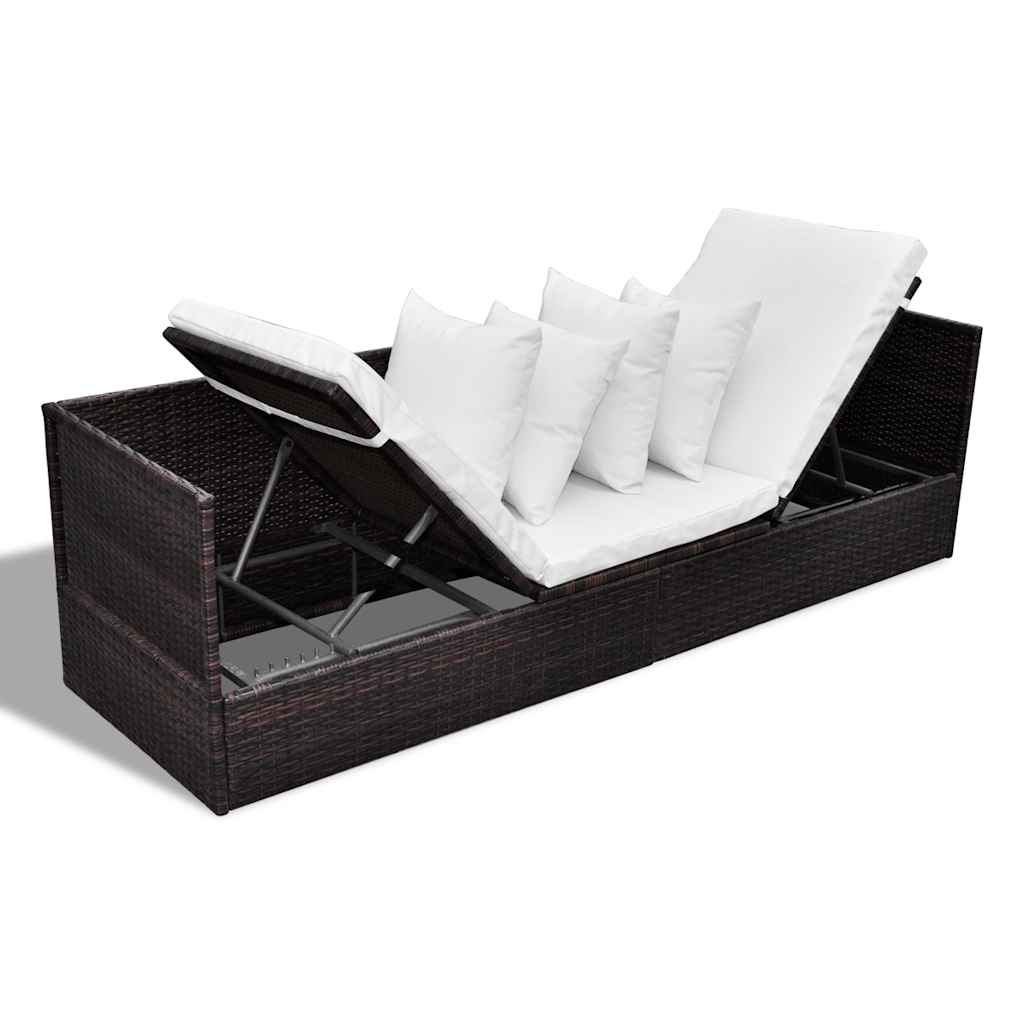 vidaXL Lettino da sole Marrone 200 x 60 x 58 cm polyrattan