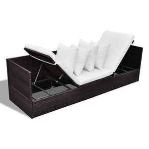 vidaXL Lettino da sole Marrone 200 x 60 x 58 cm polyrattan
