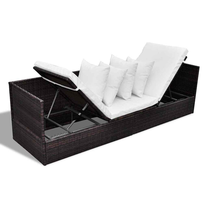 vidaXL Lettino da sole Marrone 200 x 60 x 58 cm polyrattan