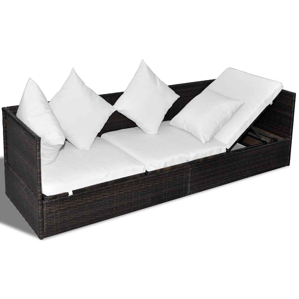 vidaXL Lettino da sole Marrone 200 x 60 x 58 cm polyrattan