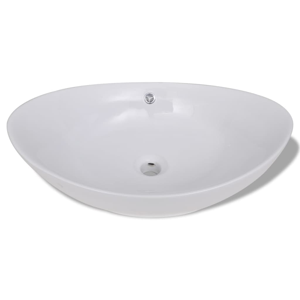 Lavello Ovale in Ceramica di Lusso con Troppopieno 59 x 38,5 cm 140679