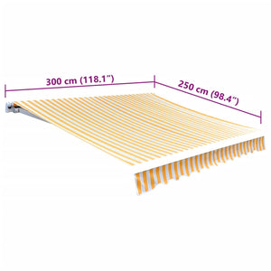 Tendone Parasole in Tela Giallo Girasole e Bianco 3x2,5 m