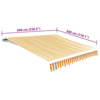 Tenda Parasole Tela Giallo e Bianco 6x3m (Telaio non Incluso) 141018