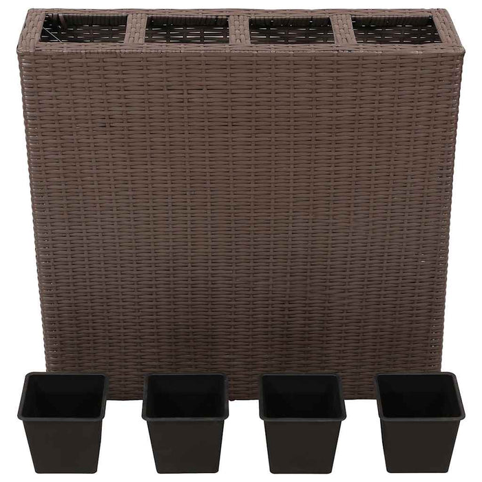 Letto Rialzato da Giardino con 4 Vasi in Polyrattan Marrone cod mxl 67173