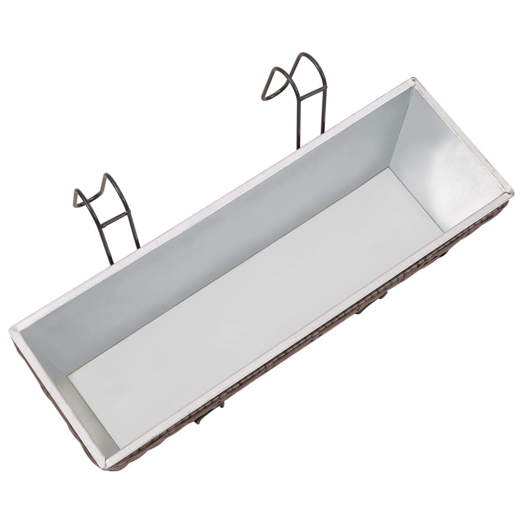 Fioriera Trapezoidale in Rattan 2 pz 50 cm per Balcone Marrone 41087