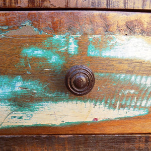 Tavolino con Bordo Curvo 1 Cassetto Legno di Recupero 241008