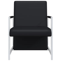 Poltrona con Gambe Cromate Nera in Similpelle 241006