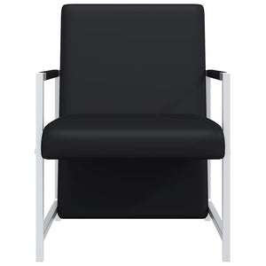 Poltrona con Gambe Cromate Nera in Similpelle 241006