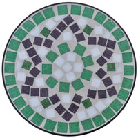 Tavolino per Piante con Mosaico-Tavolino da soggiorno Verde e Bianco