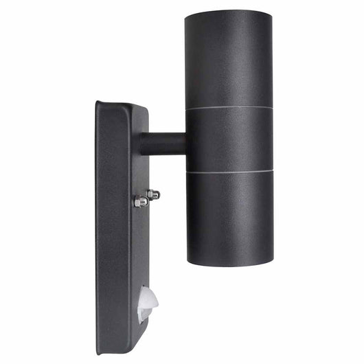 Lampada LED a Parete Acciaio Inox Forma Cilindrica Nera con Sensore 41097