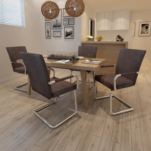 Sedie da Pranzo a Sbalzo 4 pz Marroni in Air Leather cod mxl 22808