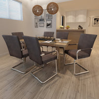 Sedie da Pranzo a Sbalzo 6 pz Marroni in Air Leather 270164