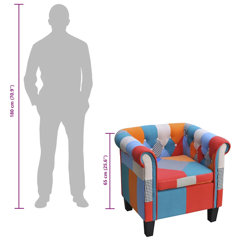 Poltrona con Design Patchwork in Tessuto 241027