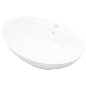 Lavabo Ceramica Lusso Ovale Foro di Scarico e Foro Rubinetto 140678