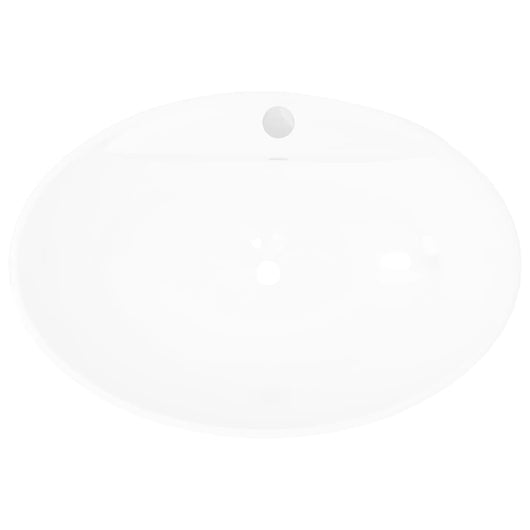 Lavabo-Lavandino Ceramica Lusso Ovale Foro di Scarico e Foro Rubinetto