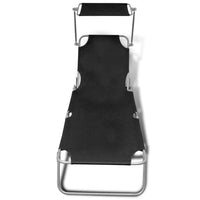 Sdraio sedia a sdraio lettino da giardino prendisole terrazza mobile da esterno pieghevole con tendalino in acciaio e tessuto nero 02_0012808