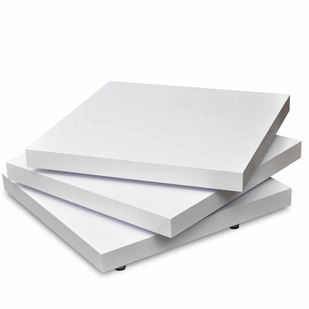 Tavolino da CaffÃ¨ con 3 Ripiani Bianco Lucido  cod mxl 13803