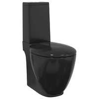 Vaso WC in Ceramica da Bagno Rotondo Base con Scarico Nero 141136
