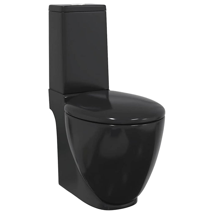 Vaso WC in Ceramica da Bagno Rotondo Base con Scarico Nero 141136