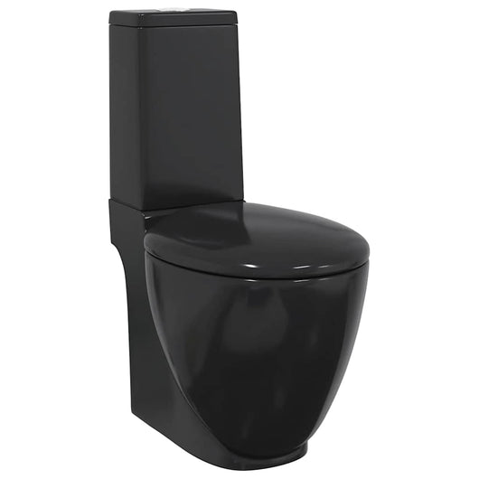 Vaso WC in Ceramica da Bagno Rotondo Base con Scarico Nero