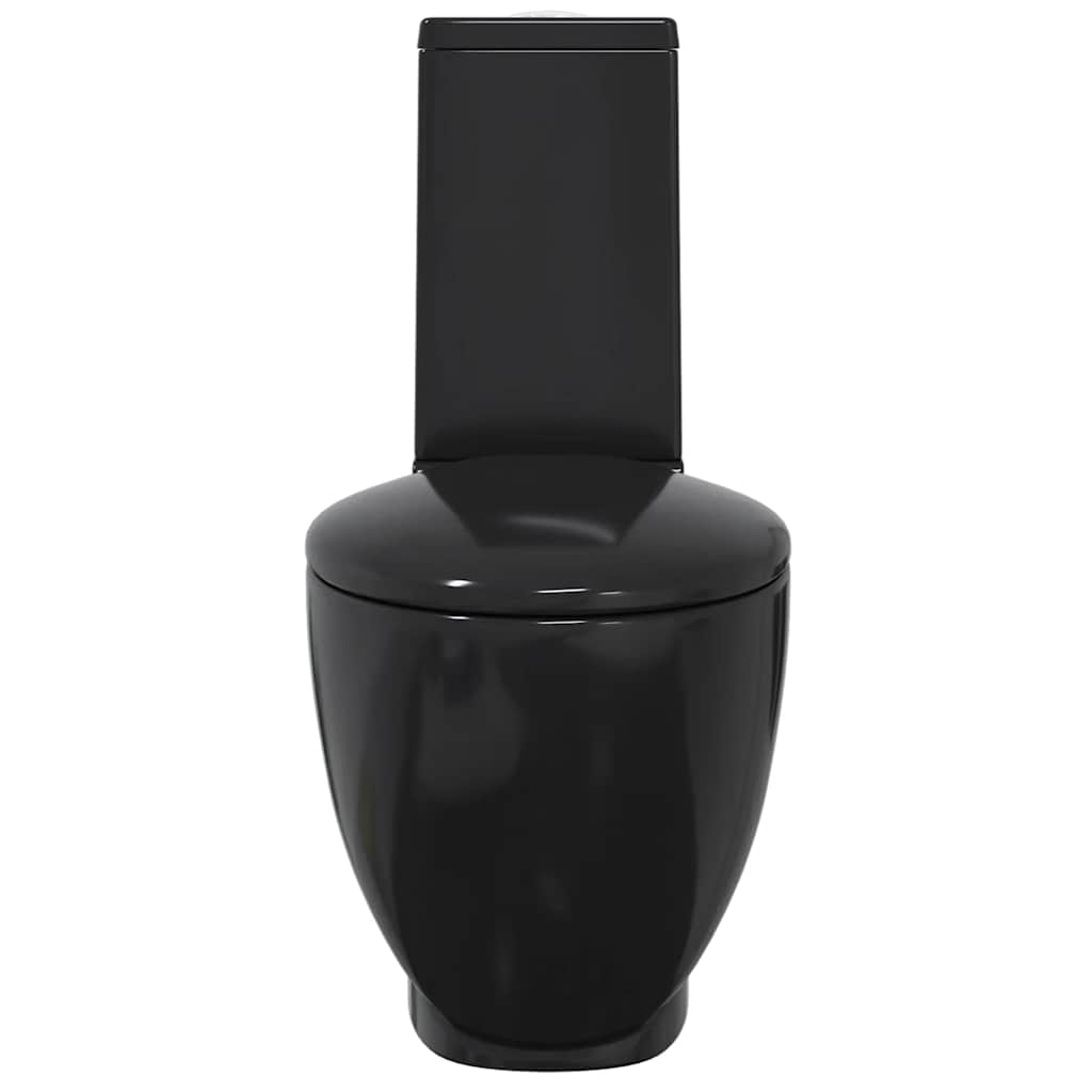 Vaso WC in Ceramica da Bagno Rotondo Base con Scarico Nero 141136