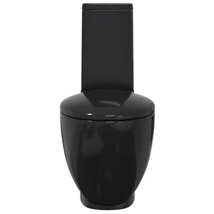 Vaso WC in Ceramica da Bagno Rotondo Base con Scarico Nero 141136