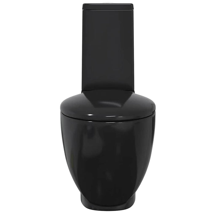 Vaso WC in Ceramica da Bagno Rotondo Base con Scarico Nero 141136