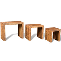 Tavolini Impilabili Set 3 pz in Legno Massello di Mango 241130