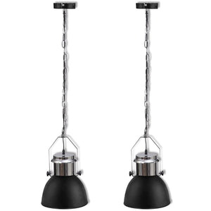 Lampada da Soffitto in Metallo Nero Altezza Regolabile Moderna 241111