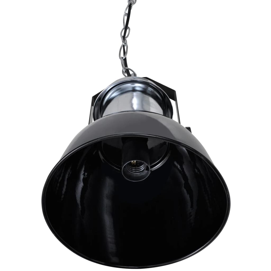 Lampada da Soffitto in Metallo Nero Altezza Regolabile Moderna 241111