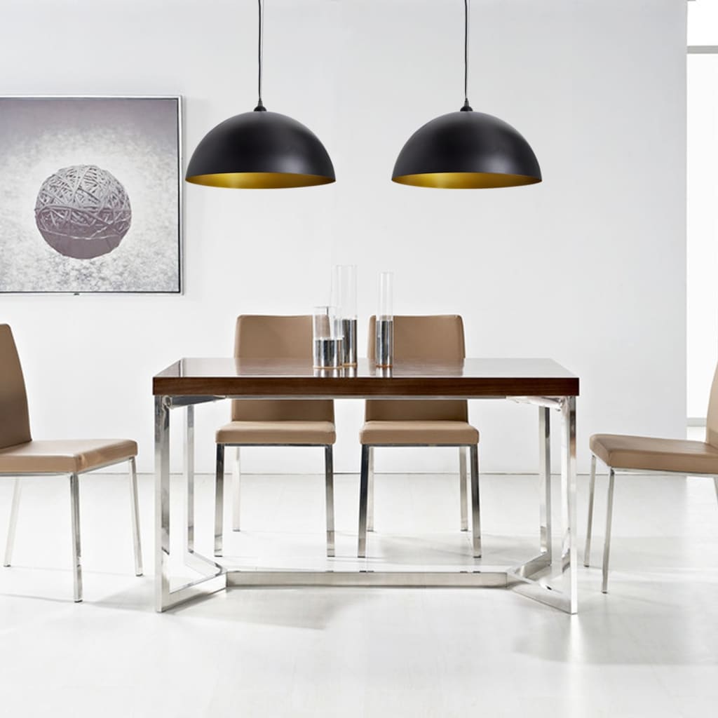 Lampada a Sospensione 2 pz Altezza Regolabile Semisferica Nera cod mxl 67705