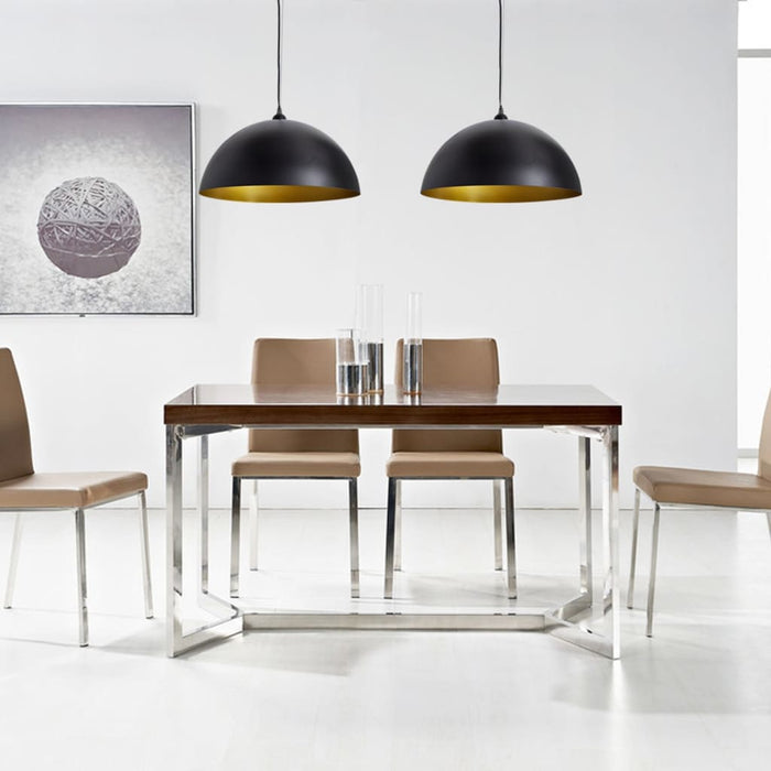 Lampada a Sospensione 2 pz Altezza Regolabile Semisferica Nera 241113