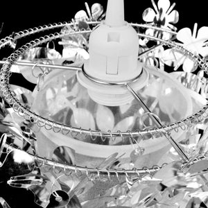 Lampadario da Soffitto Foglie e Paillette 21,5 x 30 cm Argento 241129