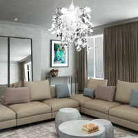 Lampadario da Soffitto Foglie e Paillette 21,5 x 30 cm Argento 241129