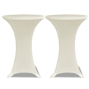 Copritavolo ?60 cm Crema Tessuto elasticizzato 2 pezzi 241207