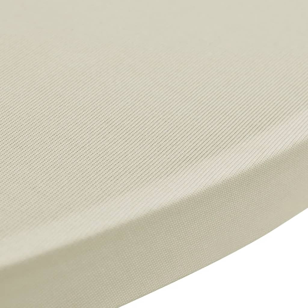 Copritavolo ?70 cm Crema Tessuto elasticizzato 2 pezzi 241208