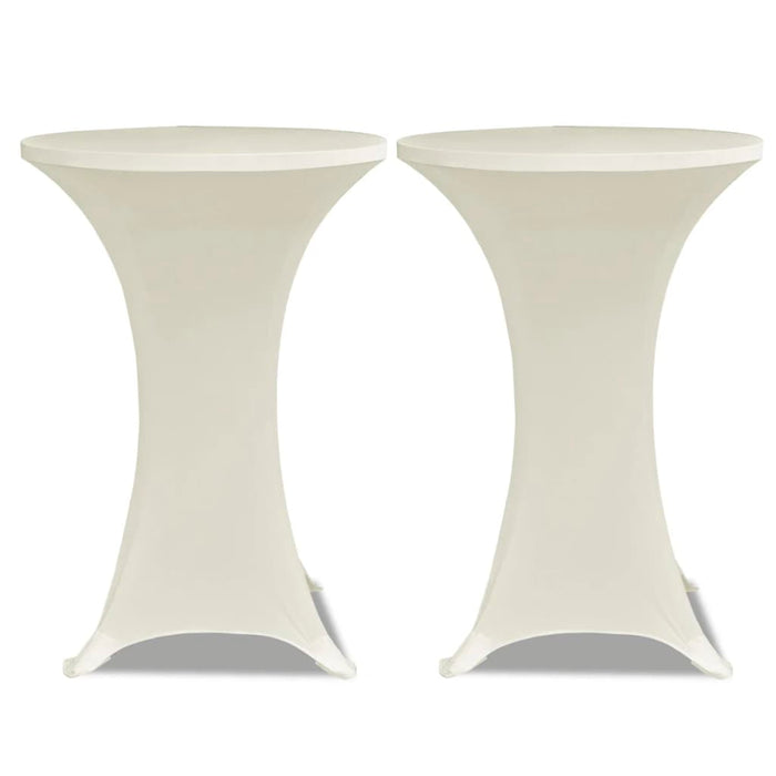 Copritavolo ?80 cm Crema Tessuto elasticizzato 2 pezzi 241209