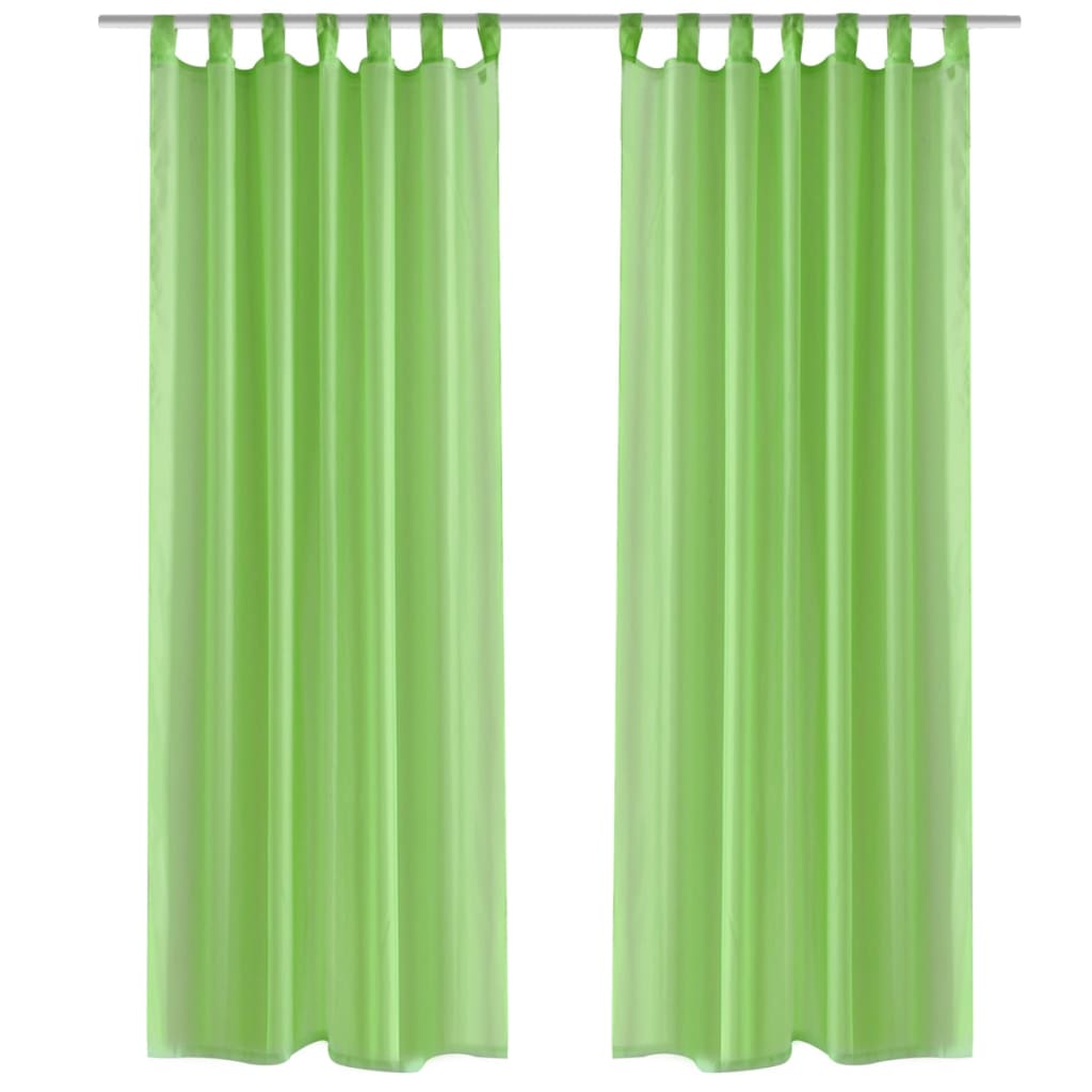 Tende Trasparenti 2 pz Verde Mela 140 x 175 cm cod mxl 75732