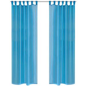 Tende Trasparenti 2 pz Turchese 140 x 245 cm cod mxl 73731