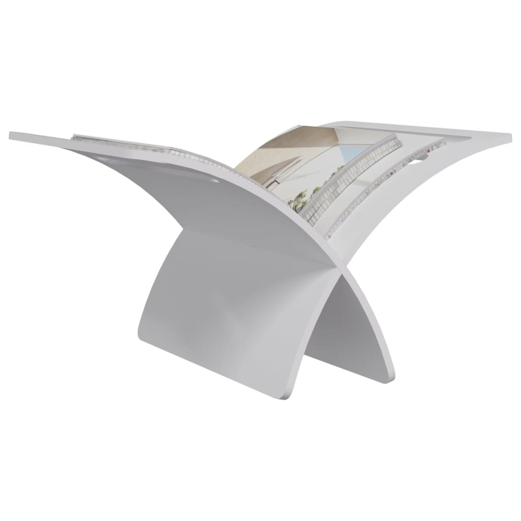 Portariviste da Pavimento in Legno Bianco 241219