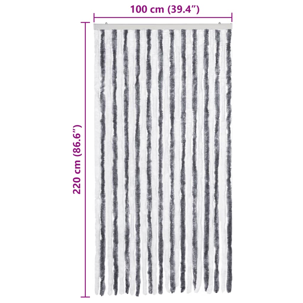 Zanzariera Grigio e Bianco 100x220 cm Ciniglia 241225