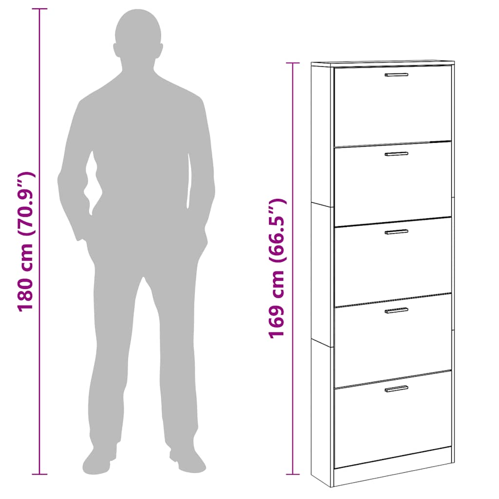 Scarpiera in Legno Effetto Rovere con 5 Scomparti 241241