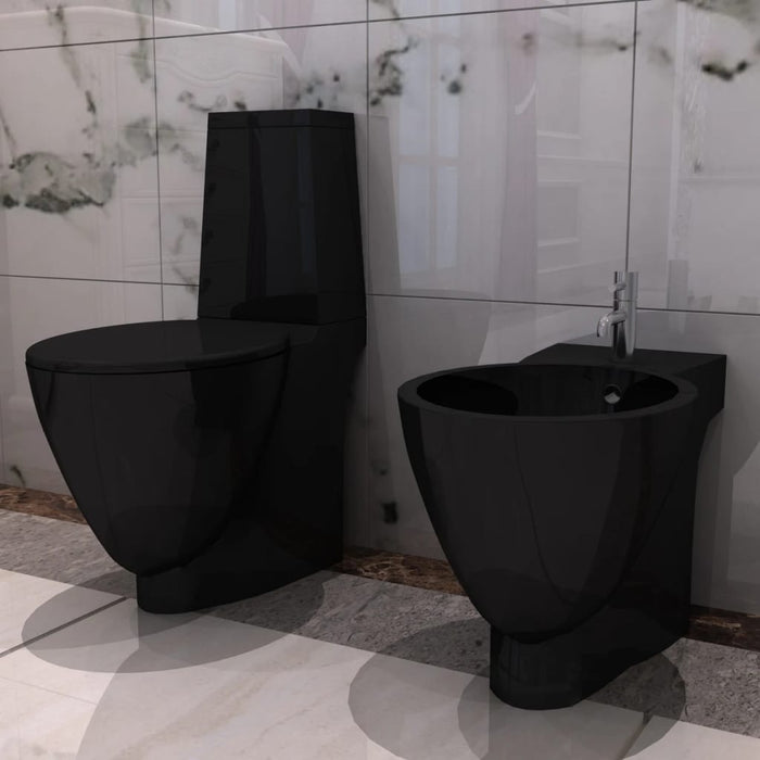 Set Toilette e BidÃ¨ in Ceramica Nero cod mxl 51206