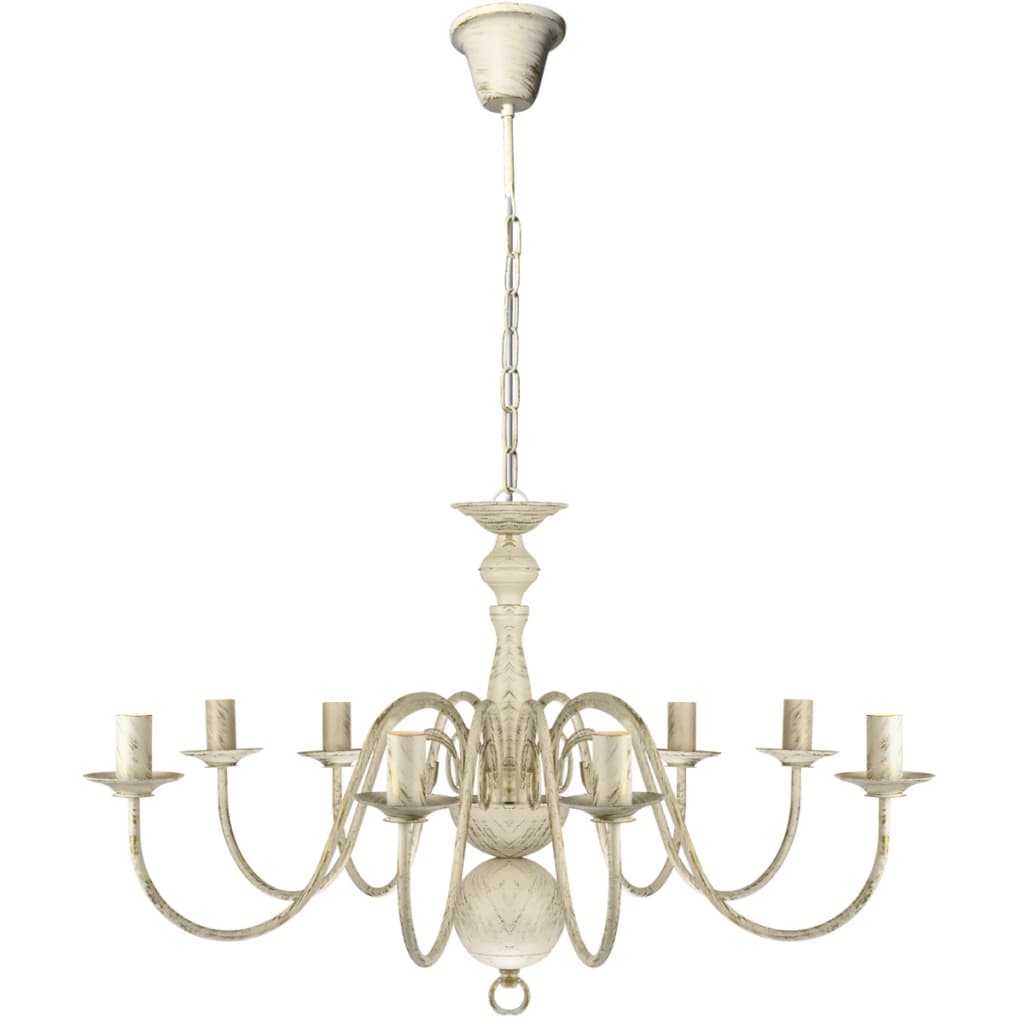 Lampadario Stile Antico Metallo Bianco 8 Lampadine E14 241383