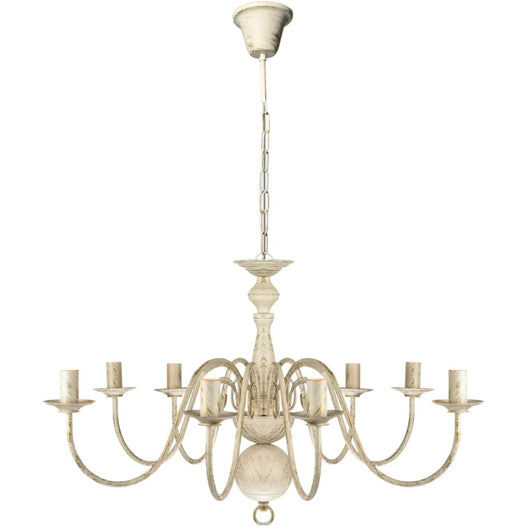 Lampadario Stile Antico Metallo Bianco 8 Lampadine E14 241383