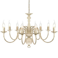 Lampadario Stile Antico Metallo Bianco 8 Lampadine E14 241383